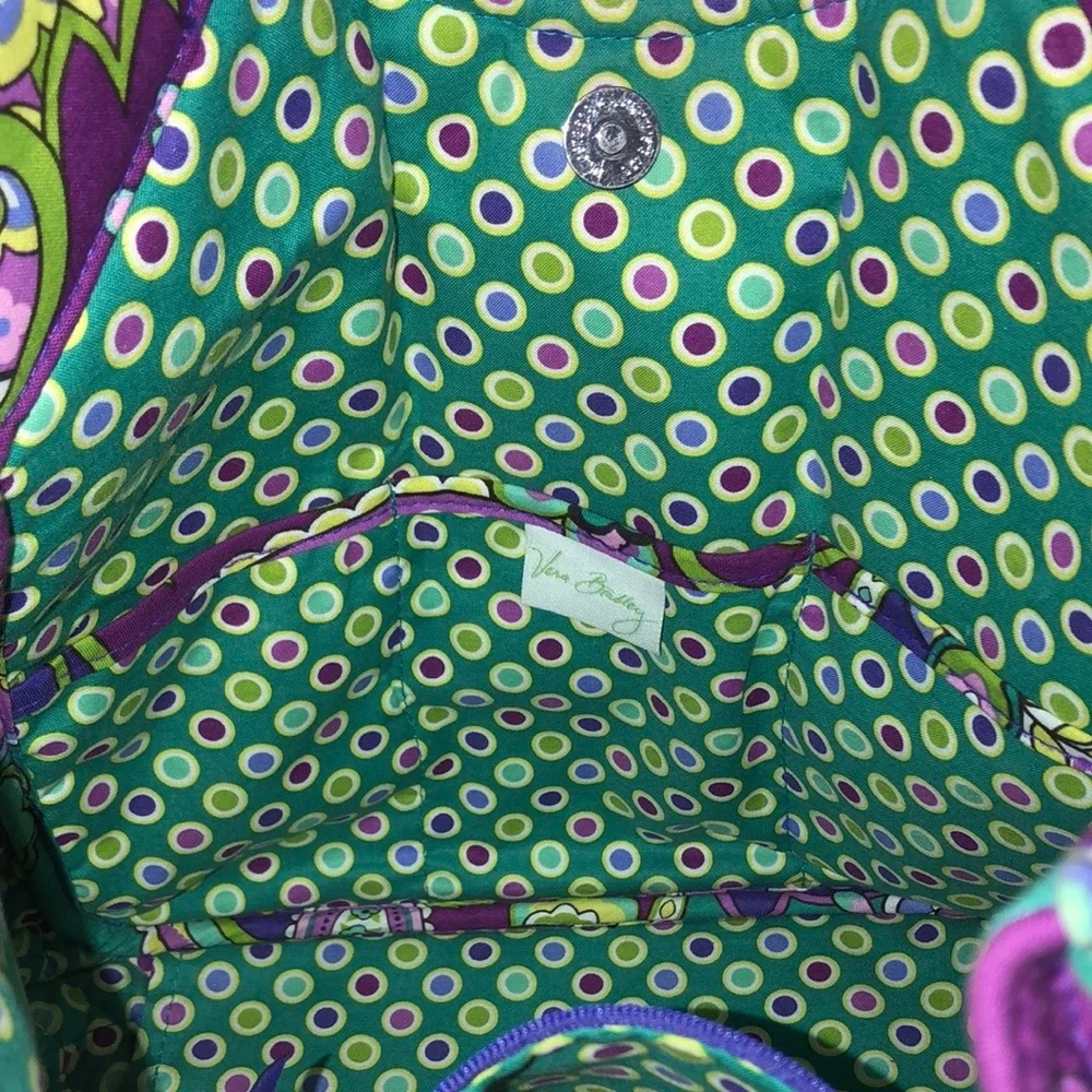 VERA BRADLEY Purple Turquoise Quilted Paisley Shoulder Bag Crossbody Adj. Strap - Picture 14 of 16